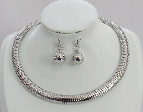 SILVER CHOKER NECKLACE SET ( 5005 S )