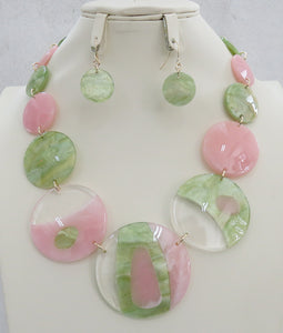 PINK GREEN NECKLACE SET ( 5030 PG )