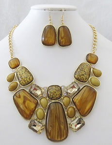 GOLD BROWN NECKLACE SET ( 5066 GBN )