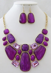 GOLD PURPLE NECKLACE SET ( 5066 GPP )