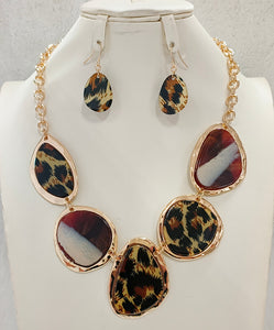 LEOPARD PRINT STONE NECKLACE SET ( 5067 GLEOP )