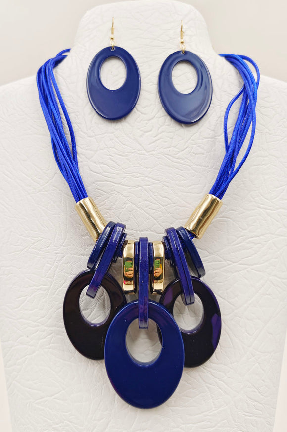 BLUE ACRYLIC NECKLACE SET ( 5084 BL )