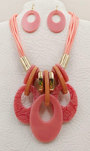 PINK ACRYLIC NECKLACE SET ( 5084 PK )