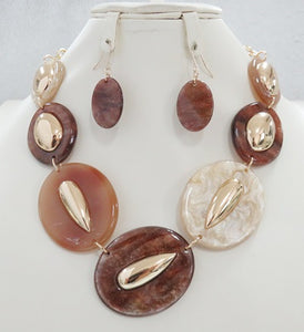 BROWN NECKLACE SET ACRYLIC ( 5097 BN )