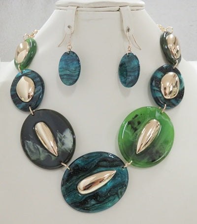 NECKLACE SET ACRYLIC ( 5097 GN )