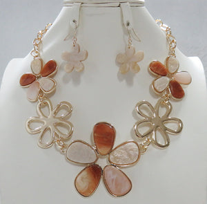 ACRYLIC FLOWER NECKLACE SET ( 5099 BN )