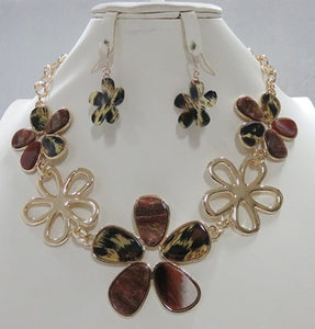 ACRYLIC FLOWER NECKLACE SET ( 5099 LEO )