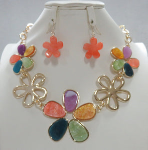 ACRYLIC FLOWER NECKLACE SET ( 5099 MT )