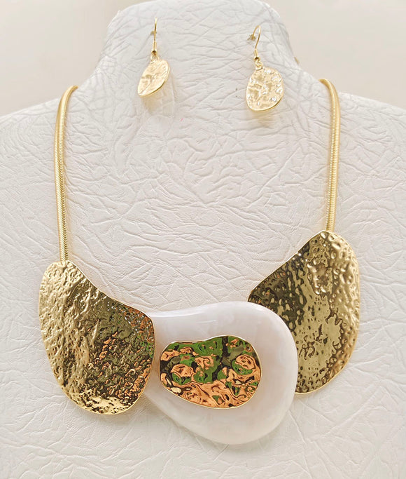 GOLD WHITE NECKLACE SET ( 5147 GWT )