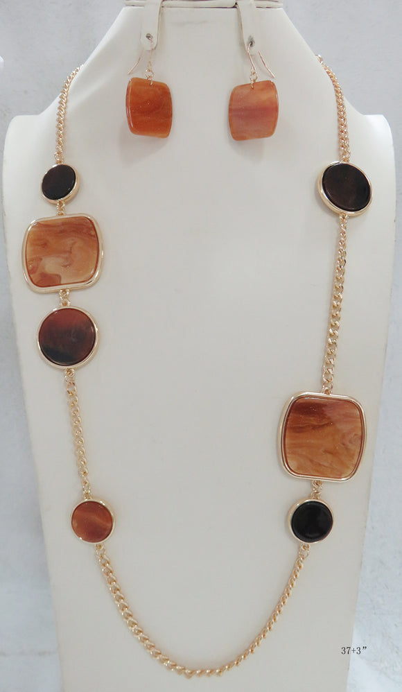 LONG ACRYLIC NECKLACE SET ( 5151 BN )