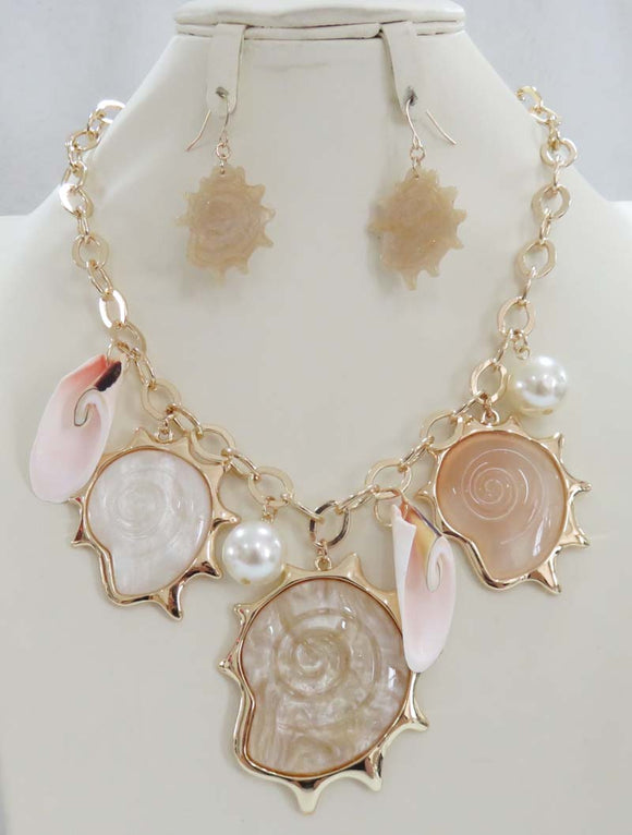GOLD NATURAL STONE NECKLACE SET ( 5166 NAT )