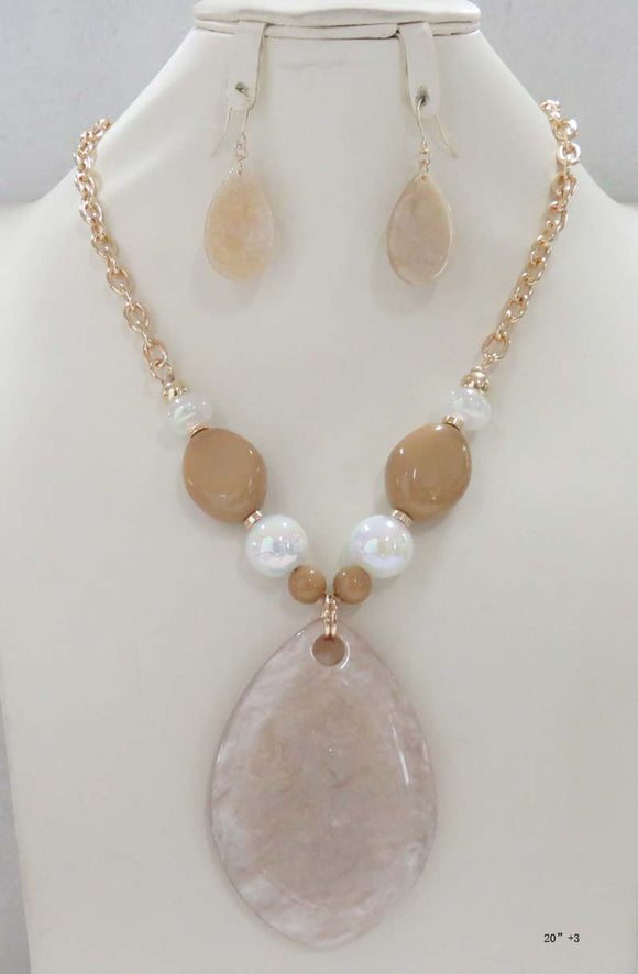 LIGHT BROWN OVAL NECKLACE SET ( 5190 LBN )