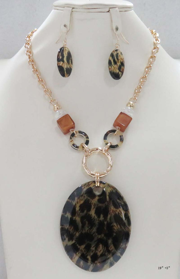 LEOPARD PRINT NECKLACE SET ( 5252 DLEOP )