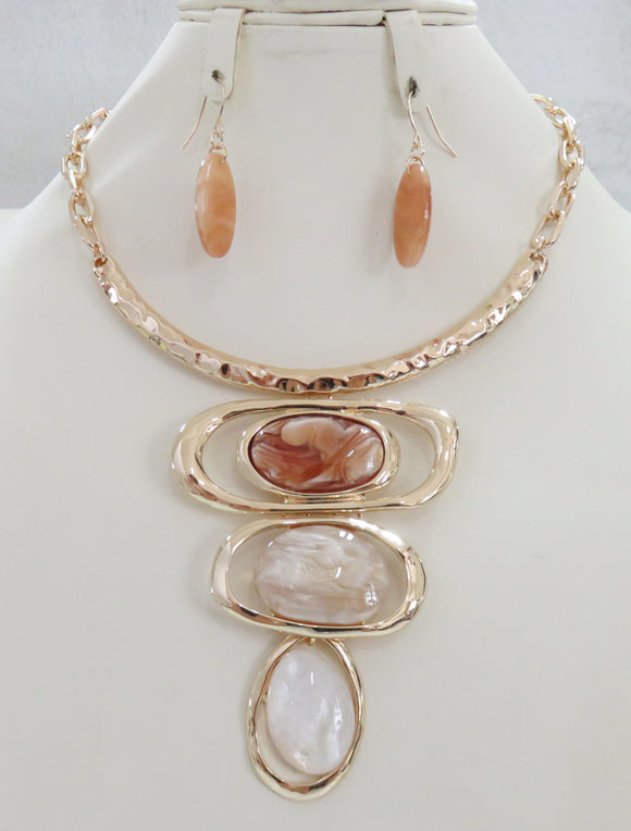 GOLD BROWN NECKLACE SET ( 5276 BN )