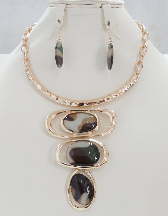 GOLD CAMOUFLAGE NECKLACE SET ( 5276 CMFG )