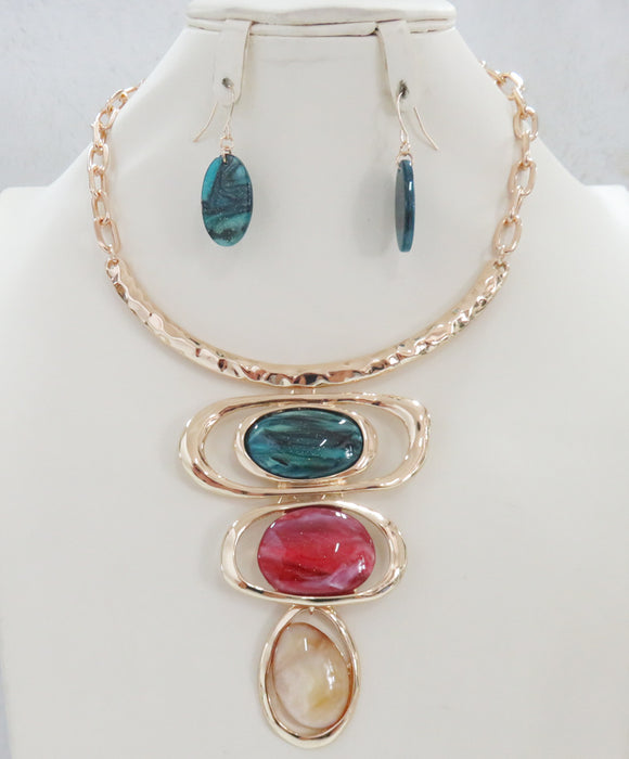 GOLD MULTICOLOR NECKLACE SET ( 5276 MT )