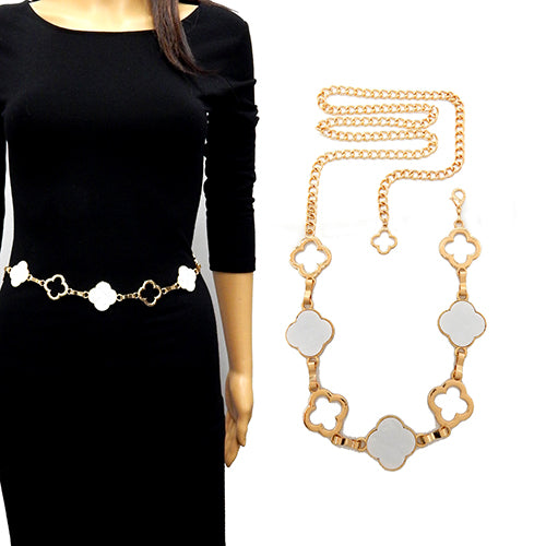 GOLD CREAM QUATREFOIL BELT ( 2065 GDCRM )