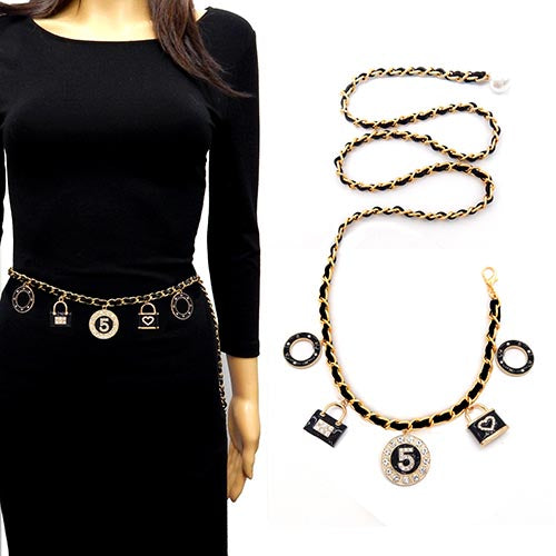 GOLD CHAIN BELT ( 8043 GDBLK )