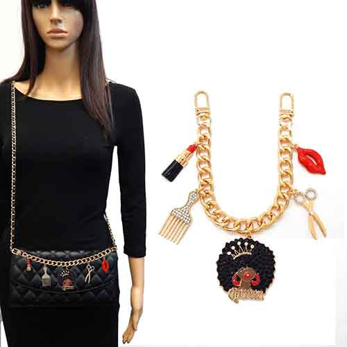 GOLD AFRO LADY LUXURY CHARM BAG CHAIN ( 2014 GDAFRO )