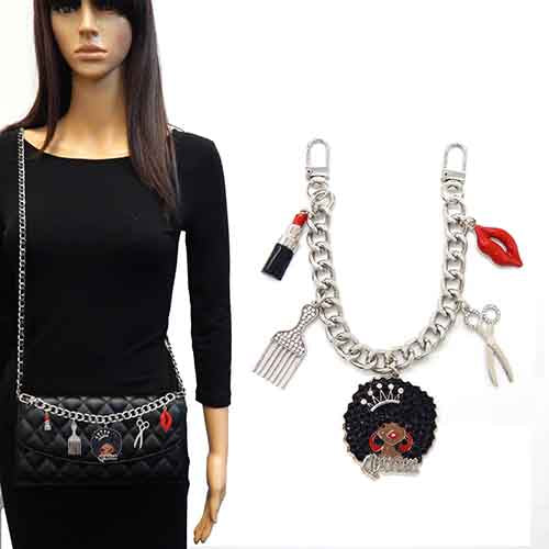 SILVER AFRO LADY LUXURY CHARM BAG CHAIN ( 2014 RDAFRO )