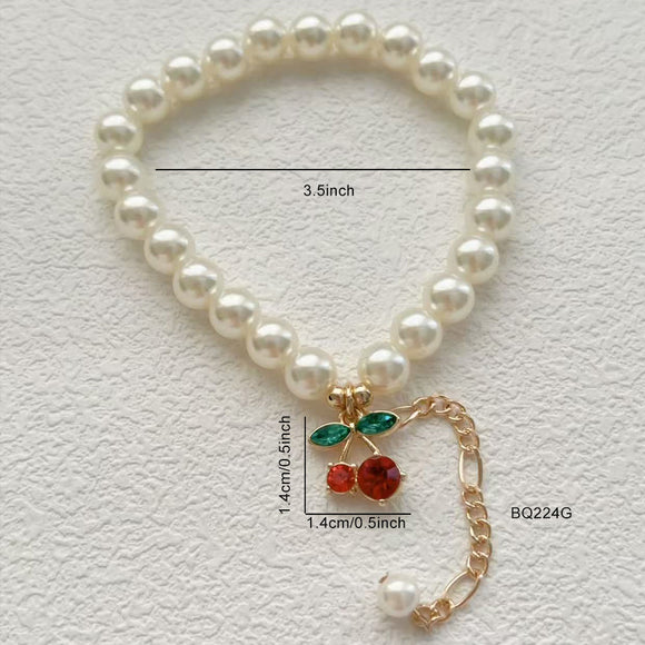GOLD CREAM STRETCH BRACELET CHERRY ( 224 G )