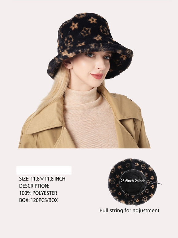 WINTER FUR BLACK BUCKET HAT ( 3197 BLACK )