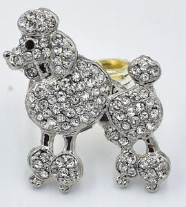 SILVER CLEAR POODLE BROOCH ( 06380 S )
