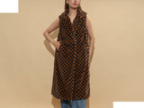 BLACK TAN CHECKER FUR VEST ( 980004 BKTA )
