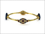 GOLD BANGLE PURPLE STONES CROSS ( 0701 GLMON )
