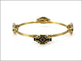 GOLD WHITE BANGLE WHITE STONES CROSS ( 0701 GLWHT )