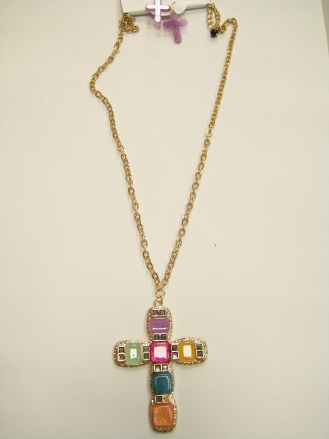 MULTICOLOR CROSS NECKLACE ( 5237 MT )