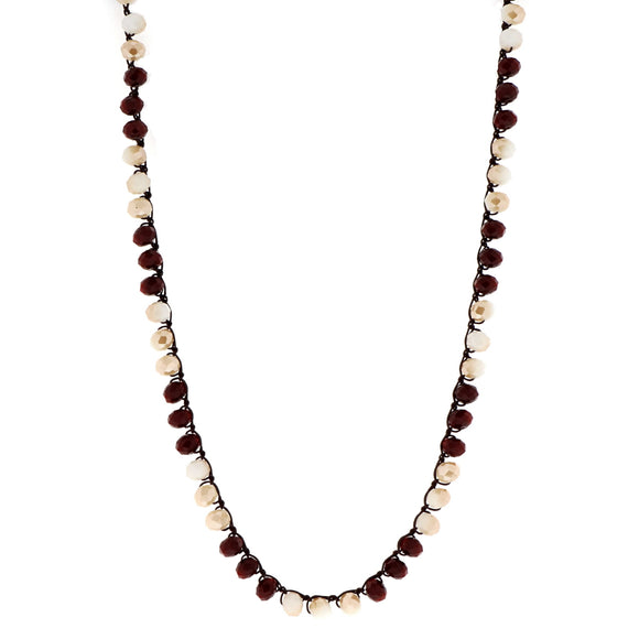 BROWN AND WHITE CRYSTAL NECKLACE ( 0352 )