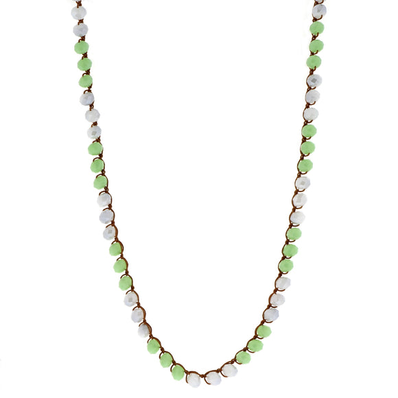 MINT AND GREY CRYSTAL NECKLACE ( 0352 )