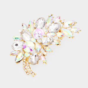 3" AB Rhinestone Brooch with Gold Accents ( 06197 )