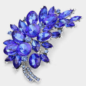 3" Royal Blue Rhinestone Brooch with Silver Accents ( 06197 BL )