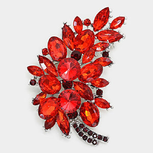 3" Red Rhinestone Brooch with Silver Accents ( 06197 RED )