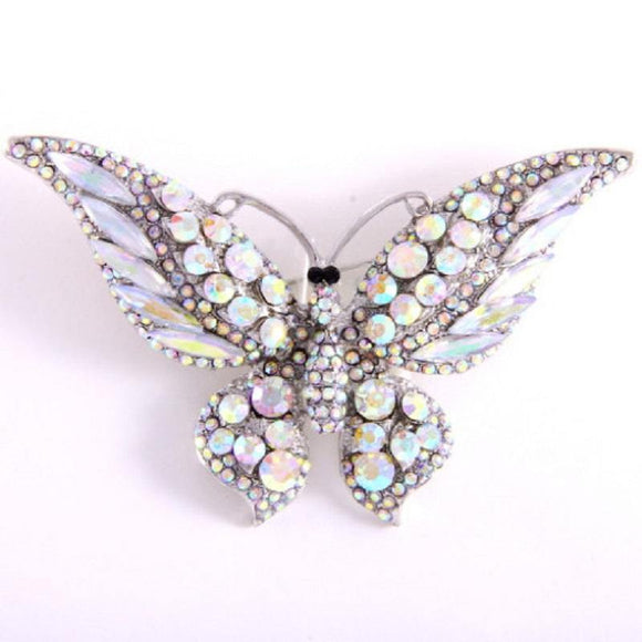 Silver AB Rhinestone Butterfly Brooch ( 06263 ) - Ohmyjewelry.com