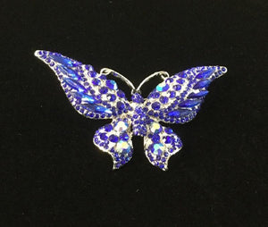 Silver Blue Rhinestone Butterfly Brooch ( 06263 ) - Ohmyjewelry.com