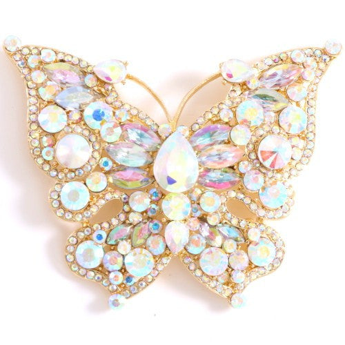 Gold AB Rhinestone Butterfly Brooch ( 06536 GAB )