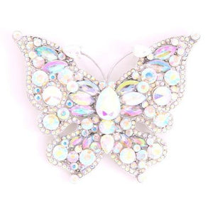Silver AB Rhinestone Butterfly Brooch ( 06536 ) - Ohmyjewelry.com