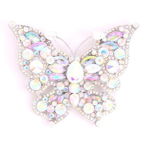 Silver AB Rhinestone Butterfly Brooch ( 06536 ) - Ohmyjewelry.com