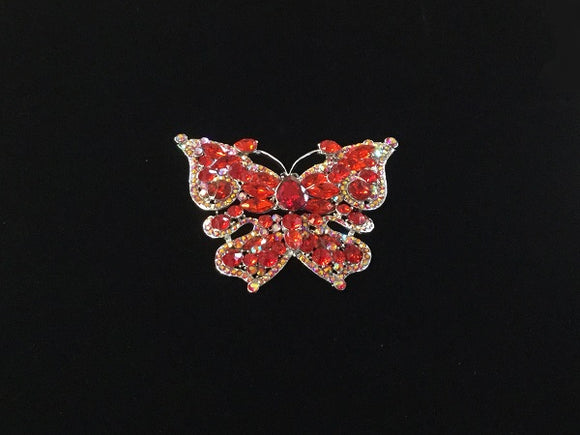 Red Rhinestone Butterfly Brooch ( 06536 RED )