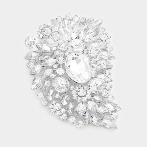 Silver Clear Rhinestone Large Brooch Pin ( 06647 SCL )