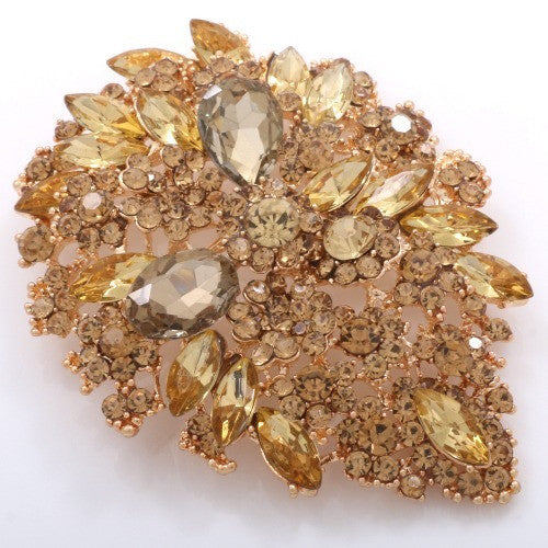 GOLD TEARDROP BROOCH TOPAZ ( 0691 )