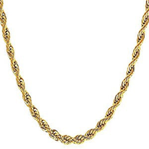 5mm 24" Gold Plated Rope Chain Necklace