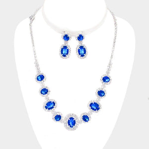 Royal Blue and Clear Rhinestone Oval Set ( 10787 RYBL)