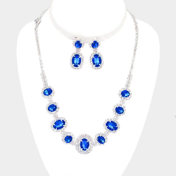 Royal Blue and Clear Rhinestone Oval Set ( 10787 RYBL)
