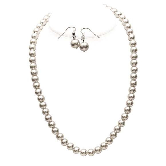 WHITE PEARL NECKLACE SET ( 10912 WH )
