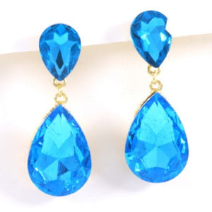 GOLD BLUE STONE EARRINGS ( 2337 GDAQ )