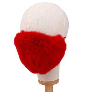 RED COLOR MASK FASHION SHAGGY FAUX FUR ( 2665 RE ) - Ohmyjewelry.com